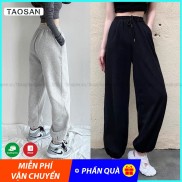 Quần jogger nữ, chất vải thun da cá form ống rộng cạp chun bo gấu đủ size dưới 70kg nam Taosan